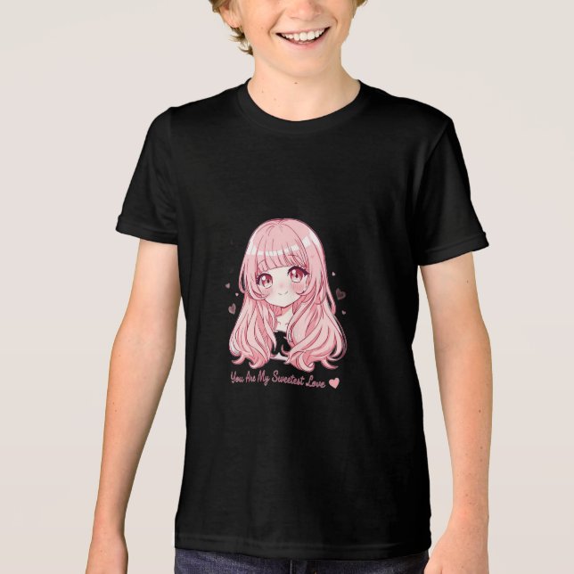 Cute Anime Valentine Sweatshirt T Shirt (Framsida)