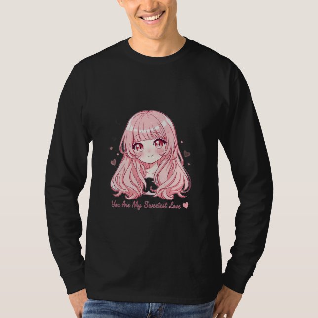 Cute Anime Valentine Sweatshirt T Shirt (Framsida)