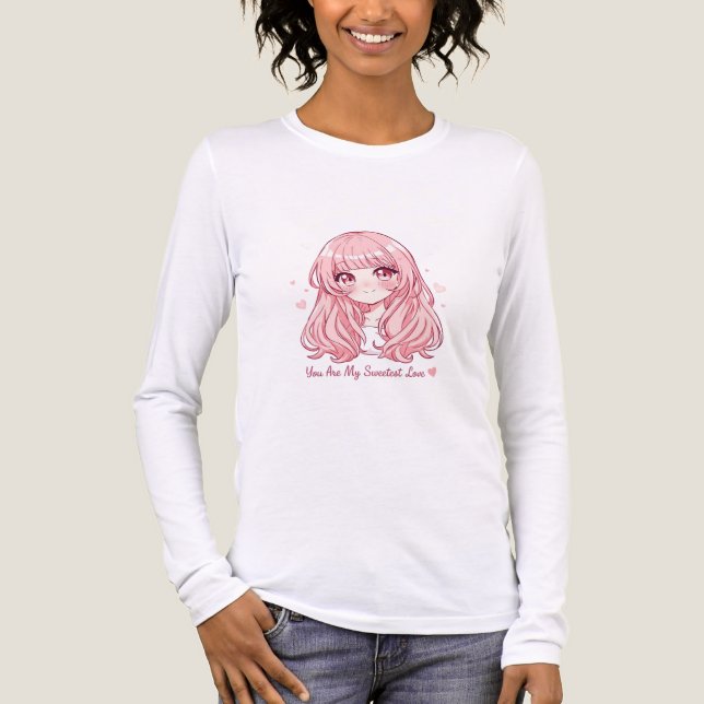 Cute Anime Valentine Sweatshirt T Shirt (Framsida)