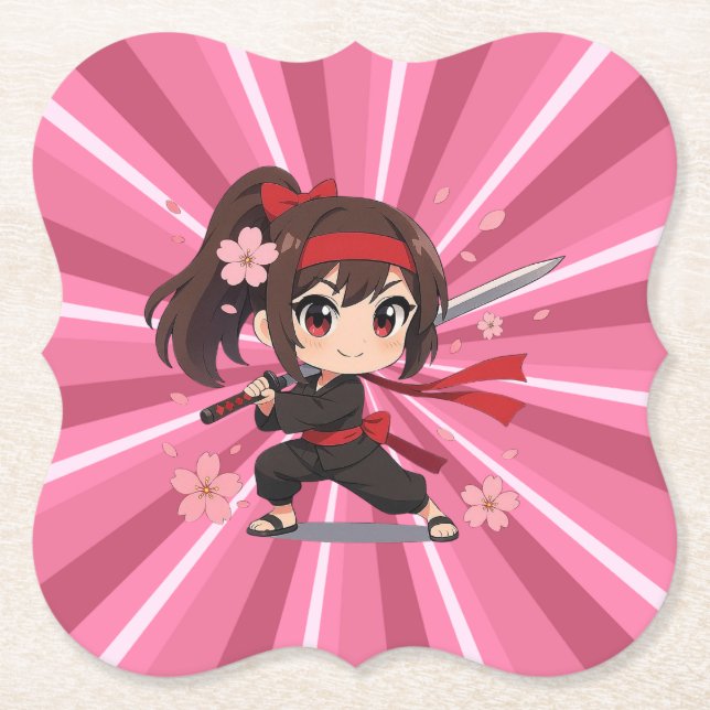 Cute anime warrior blossom girl underlägg papper (Framsida)