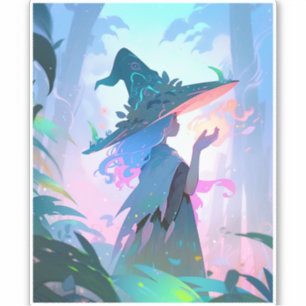 Cute Anime Witch Girl Fantasy Art Klistermärken