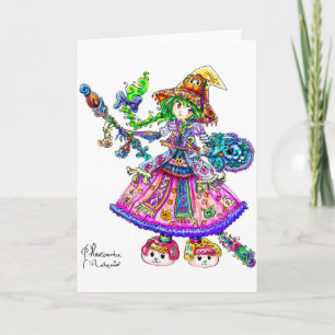 Cute Anime Witch Kawaii Halloween Magic Spell Kort
