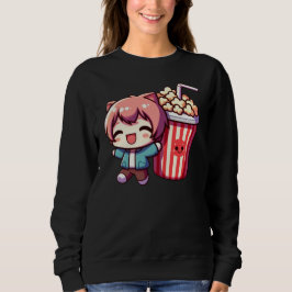 Cute Anime With Popcorn And Straw Sweatshirt T Shirt