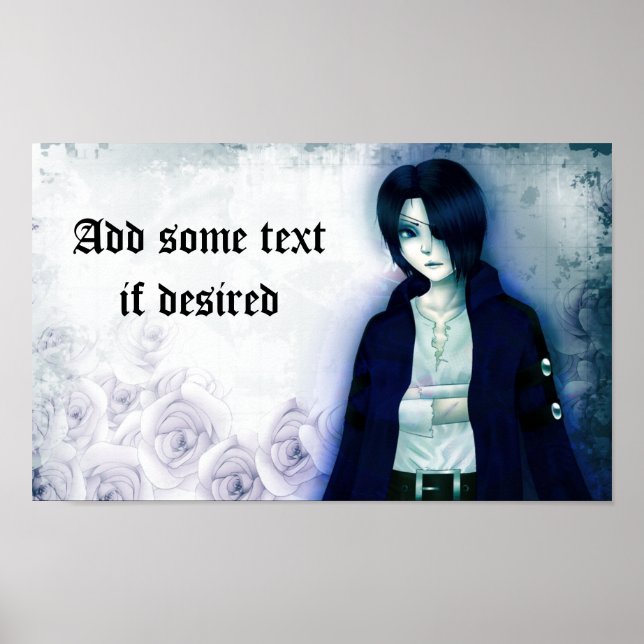Cute animed emo-pojken poster för egen text (Framsidan)