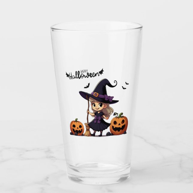 Cute, animera Halloween-häxa Glaskopp (Framsida)