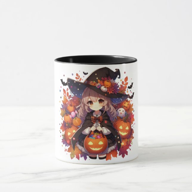 Cute, animera Halloween-häxa Mugg (Center)