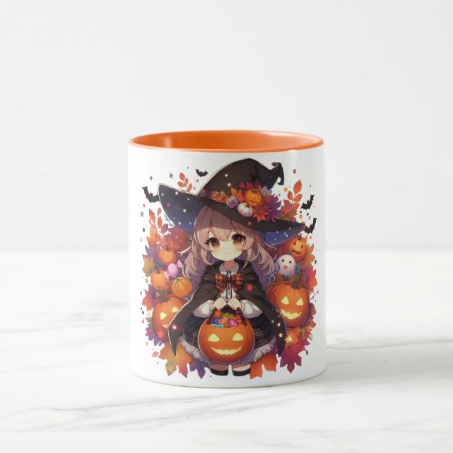 Cute, animera Halloween-häxa Mugg (Center)