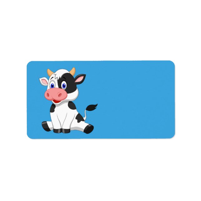 Cute Animerad Cow Adressetikett (Framsidan)