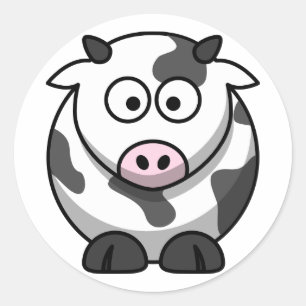 Cute Animerad Cow Runt Klistermärke
