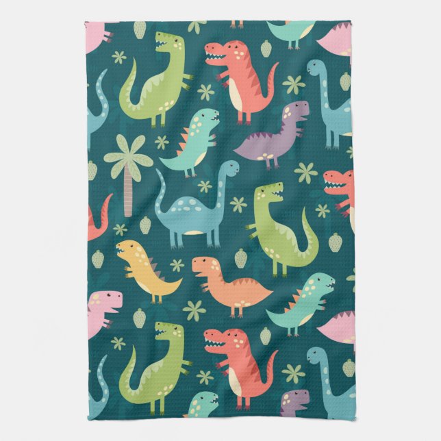 Cute Animerad Dinosaurs Kökshandduk (Vertikal)