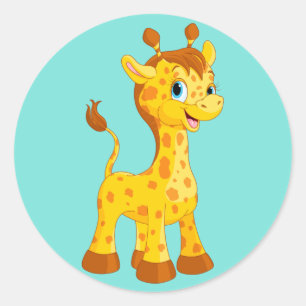 Cute animerad Giraffe Runt Klistermärke