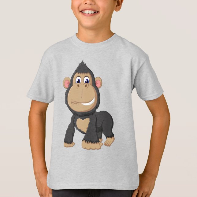 Cute Animerad Gorilla T Shirt (Framsida)