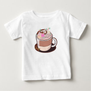 Cute Animerad Hett Chocolate Marshmallow Tecknad T Shirt