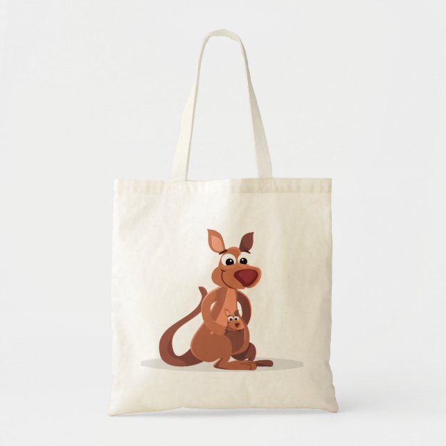 Cute animerad Kangaroo med baby Tygkasse (Framsidan)