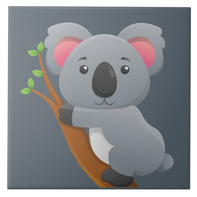 Cute animerad Koala Bear Kakelplatta (Framsidan)