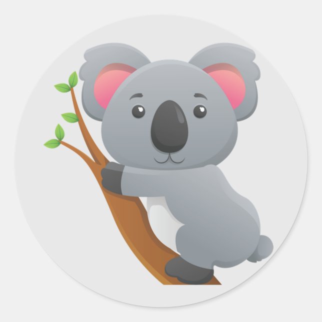 Cute Animerad Koala Bear Runt Klistermärke (Framsida)