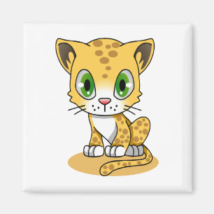 Cute Animerad leopard Magnet