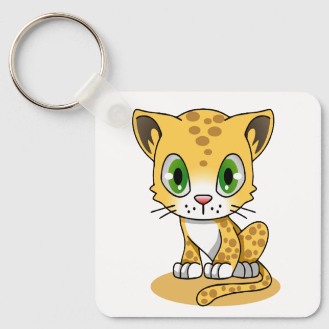 Cute Animerad Leopard Nyckelring (Framsida)