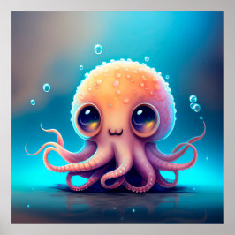Cute Animerad Octopus Poster