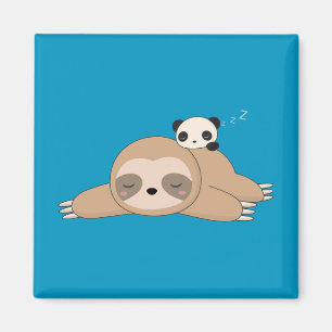 Cute animerad slarv med pandabjörn magnet