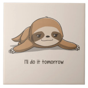 Cute animerad Sloth Kakelplatta