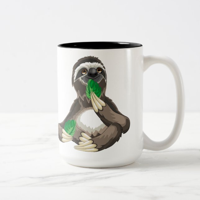 Cute animerad Sloth Två-Tonad Mugg (Höger)
