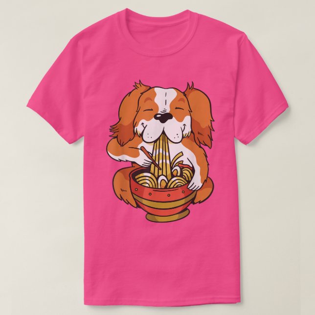 Cute animers hund matar soppa med nudlar t shirt (Design framsida)
