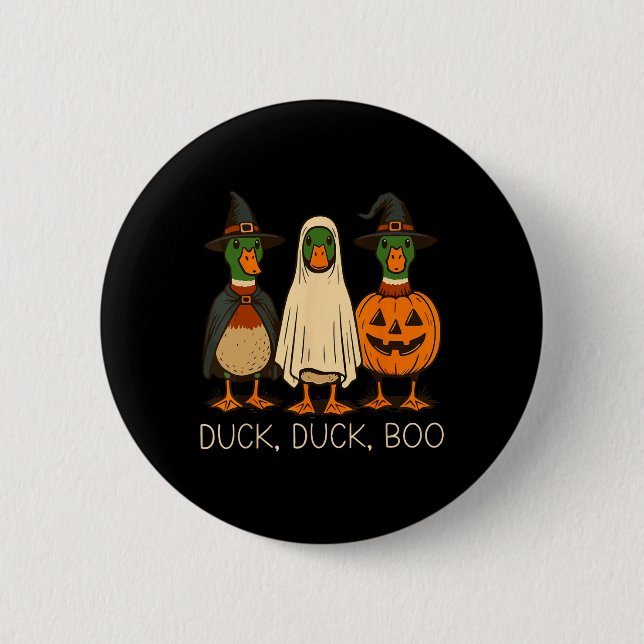 Cute Anka Anka Boo Funny Spooky Goose Halloween Fa Knapp (Framsida)