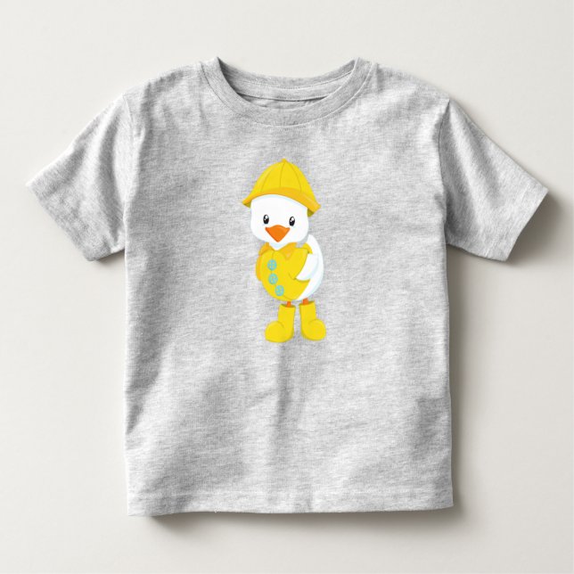 Cute Anka, Baby Anka, Anka i regnrock, regn T Shirt (Framsida)