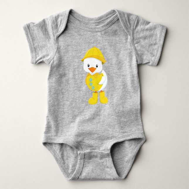 Cute Anka, Baby Anka, Anka i regnrock, regn T Shirt (Framsida)