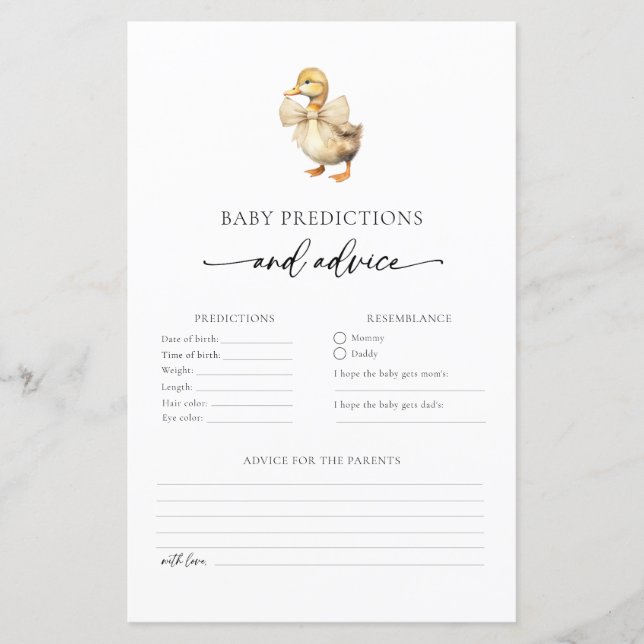 Cute Anka Baby Predictions and Advice Card (Framsida)