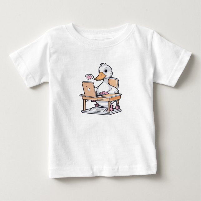 Cute Anka Computer Kids T-Shirt (Framsida)