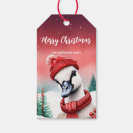 Cute Anka goose jultomten party Snö ungar Presentetikett