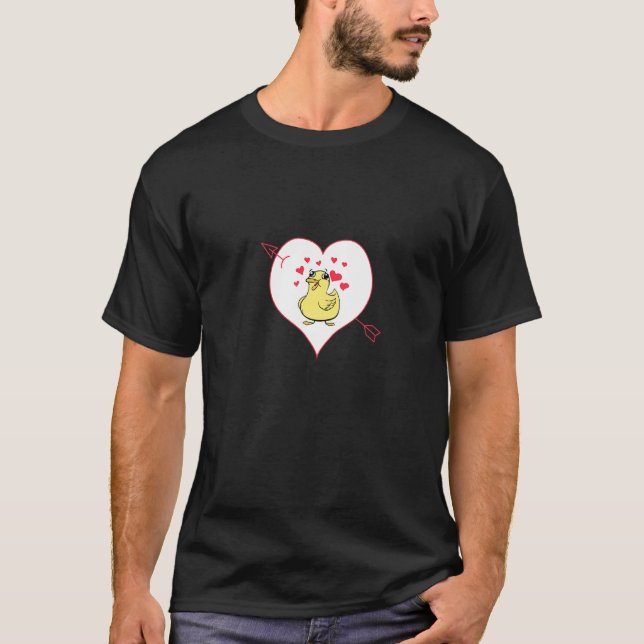 Cute Anka Hearts Valentine Day Duckling Chicks H T Shirt (Framsida)