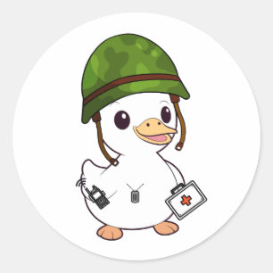 Cute Anka, hjälm från armén Runt Klistermärke