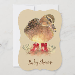 Cute Anka i Red Boots Baby Shower Inbjudningar