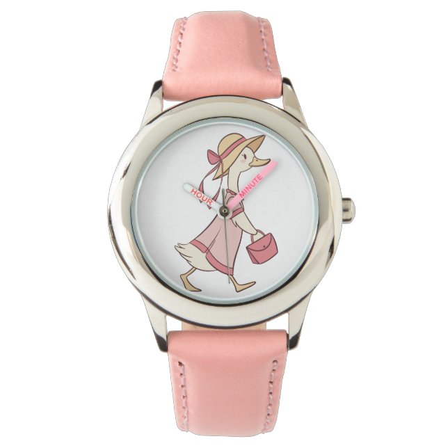 Cute Anka i Rosa Dress Kids Watch Armbandsur (Framsida)