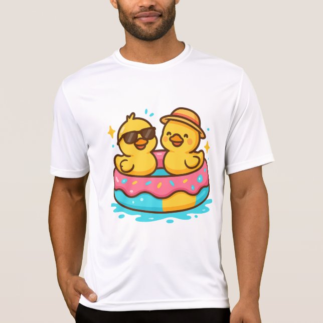 Cute Anka in Floatie - Lundare Sommarvibes T-Shirt (Framsida)