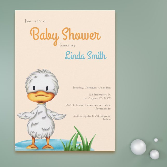 Cute Anka Kön Neutral Baby Shower Inbjudningar (Skapare uppladdad)