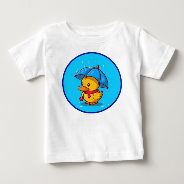 Cute Anka med paraplyrenraktans Tecknad T Shirt (Framsida)