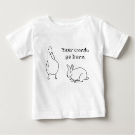 Cute Anka och Rabbit Teckning Dina textskjortor T Shirt