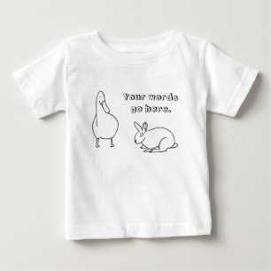 Cute Anka och Rabbit Teckning Dina textskjortor T Shirt