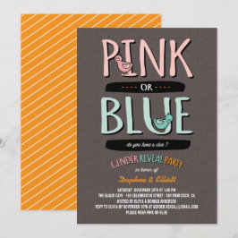 Cute Anka Rosa eller Blue Baby Gender Reveal Party Inbjudningar