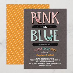Cute Anka Rosa eller Blue Baby Gender Reveal Party Inbjudningar
