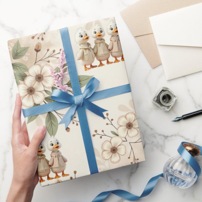 Cute Ankor med Blommigt Presentpapper (Gifting)