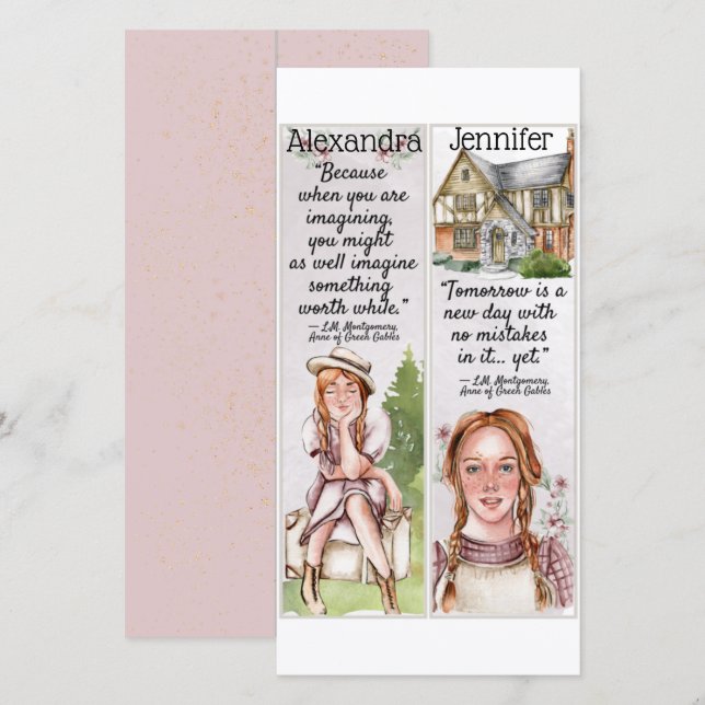 Cute Anne of Grönt Gables Quotes Gift Bokmärken Ca Kort (Fram/baksida)