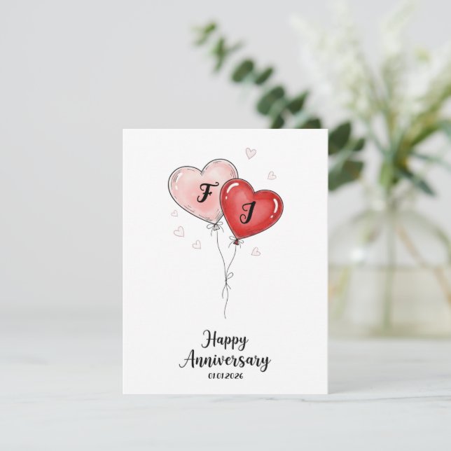 Cute Anniversary Card Personalized Couple Gift Julkort (Stående Fram)