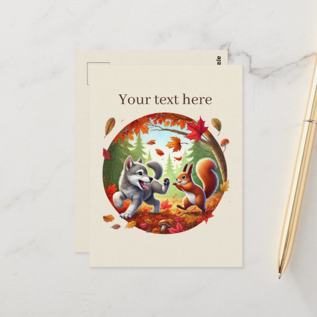 Cute anpassade djur älskare Fall Vykort (Fram/Back In Situ)