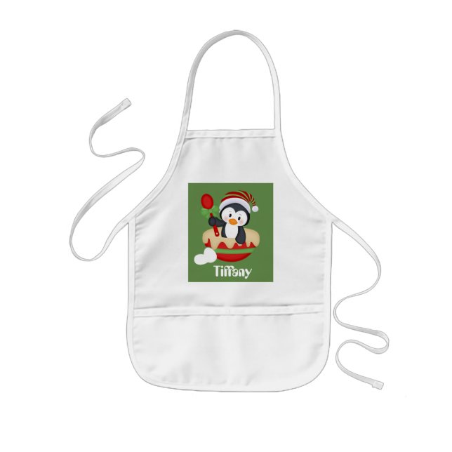 Cute anpassade Julgräddbagge Pingvinapron Barnförkläde (Framsidan)