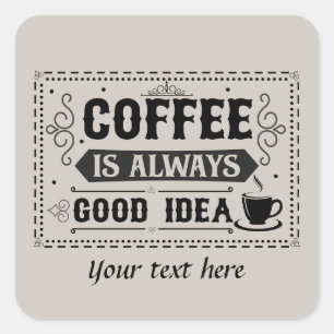 Cute anpassade kaffe ord art fyrkantigt klistermärke